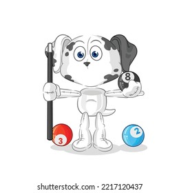 the dalmatian dog plays billiard character. cartoon mascot vector