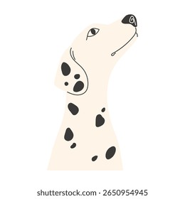 Dalmatian Dog Portrait Half Body Flat Style Pet Illustration
