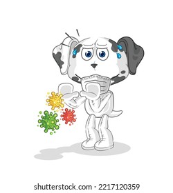 the dalmatian dog refuse viruses cartoon. cartoon mascot vector