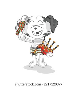 the dalmatian dog scottish with bagpipes vector. cartoon character