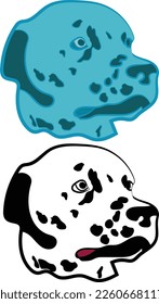 Dalmatian dog side pose in blue and white color. Vector art of dog, best for logo icon. 