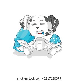 the dalmatian dog sleeping character. cartoon mascot vector