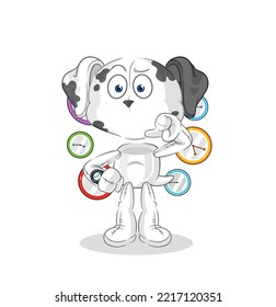 the dalmatian dog with wristwatch cartoon. cartoon mascot vector