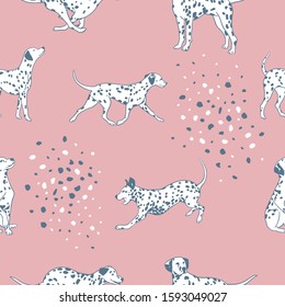 Dalmatian dogs. Vector pattern on a pink background.