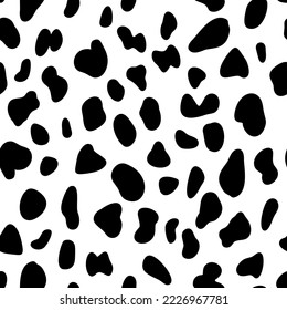 Dalmatian hand painted seamless pattern. Leopard animal skinspotted endless background. Stylized vector organic grunge texture.