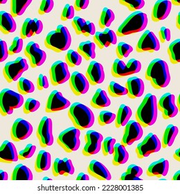 Dalmatian hand painted seamless pattern. Leopard animal skinspotted endless background. Stylized vector organic grunge texture.