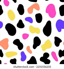 Dalmatian hand painted seamless pattern. Leopard animal skinspotted endless background. Stylized vector organic grunge texture.