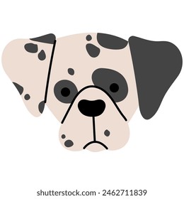 Dalmatian head cute on a white background, vector illustration.