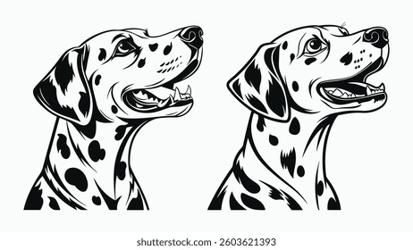 Dalmatian Head Vector Art, Striking Black and White Illustration