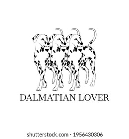 Dalmatian lover. Vector hand drawn   illustration of dalmatian isolated. Creative realistic artwork.  Template for card, poster, banner, print for t-shirt, pin, badge, patch.