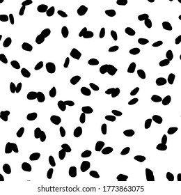 Dalmatischer Mud Texture Animal Hide. Giraffe Print Blob. Nahtloses Spray-Muster. Black Dairy Hund. Schmutziges Farbtierdiagramm. Splash des weißen Tieres. Giraffe Blotter Graffiti Ink. Nahtloser Kuhhintergrund.