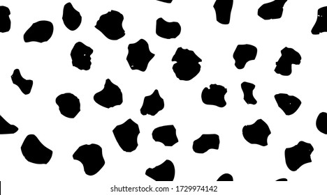 Dalmatian Mud Texture Vector Blot. Seamless Paint Pattern. White Animal Splash. Giraffe Inkblot Monochrome Ink. Seamless Dog Background. Giraffe Print Dirt. Black Water Cow. Dirty Spray Vector Blot.