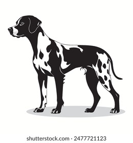 Dalmatian outline and symbols. Dark level variety basic exquisite white foundation Dalmatian animal vector and silhouette icon.