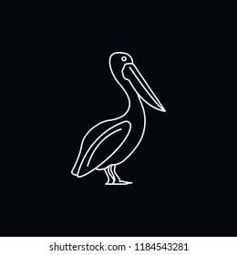 Dalmatian pelican white icon. Outline illustration of Dalmatian pelican vector icon for web and advertising isolated on black background. Element of culture and traditions