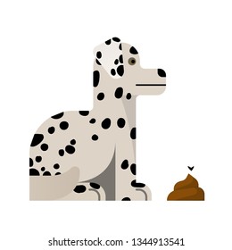 Dalmatian with poop. Flat icons design. Vector illustration