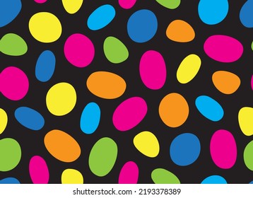 Dalmatian rainbow seamless pattern.Multicolored uneven spots animal print. Abstract background with circles. Vector background. 