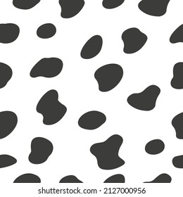 Dalmatian seamless pattern. Animal black and white print. Cow spots vector illustration svg