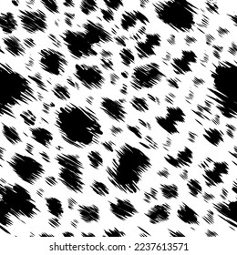 Dalmatian seamless pattern. Animal skin print. Dog and cow black dots on white background. Vector illustration svg