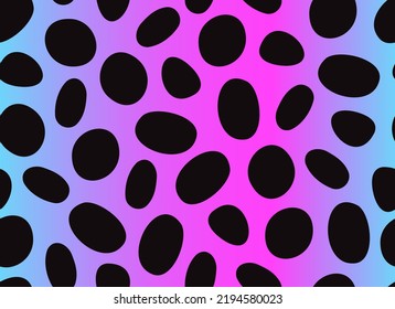Dalmatian seamless pattern. Black uneven spots animal print. Abstract background with black circles. Vector background. Vector illustration