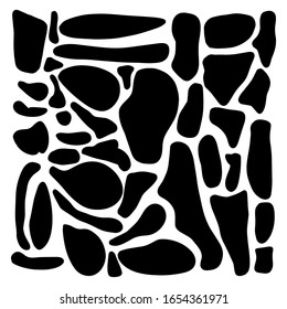 Patrón sin fisuras de Dalmacia. Fondo horizontal, puntos negros caóticos aislados en blanco.