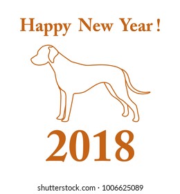Dalmatian silhouette and inscription happy new year. Design element for postcard, banner, poster or print.