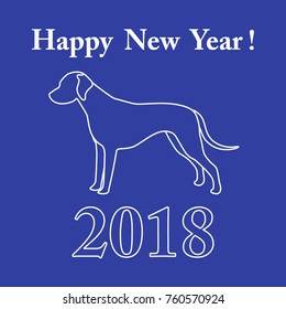 Dalmatian silhouette and inscription happy new year. Design element for postcard, banner, poster or print.