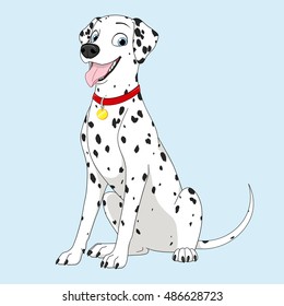 Dalmatian sitting with tongue out 