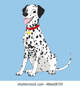 Dalmatian sitting with tongue out 