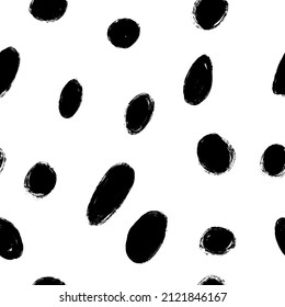 dalmatian spot seamless pattern, cow skin texture. Spotted background. Black and white dalmatian animal print. Stock vector illustration.