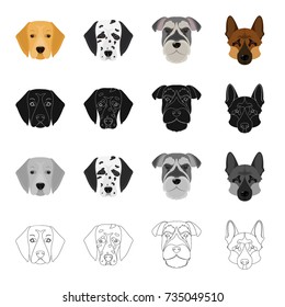 Dalmatian, terrier, shepherd and other web icon in cartoon style.Dog, animal, home, icons in set collection.