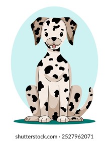 Dalmatian. Vector illustration of sitting dog in flat style.