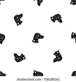 Dalmatians dog pattern repeat seamless in black color for any design. Vector geometric illustration