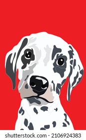 Dalmatians in pop art style on a red background