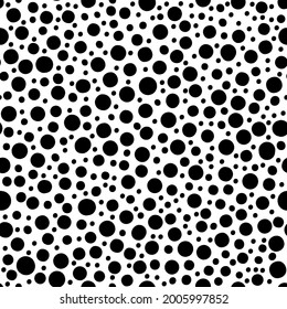 Dalmation Dot Vector Seamless Pattern Background. Backdrop Texture With Dense Scattered Polka Dots. Monochrome Mixed Circles Repeat. Tossed Random Effect Design. Shabby Chic All Over Print, Urban Vibe