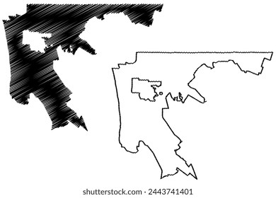Daly City, California (United States cities, United States of America, us, usa city) map vector illustration, scribble sketch City of Daly map