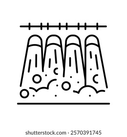 Dam black line icon. Vector isolated element. Editable stroke.