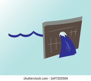 Dam. Hydroelectric power plant. Natural energy. Vector. EPS 10.