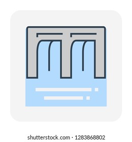 Dam icon design, editable stroke, editable stroke.