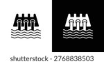 Dam icon flat design set. Vector Illustrations