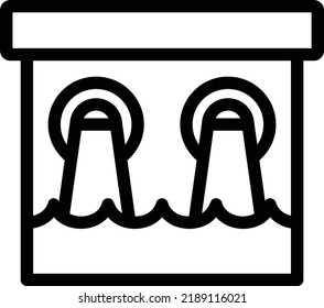 Dam Icon With Outline Style, Energy Sign And Symbol Isolated On White Background