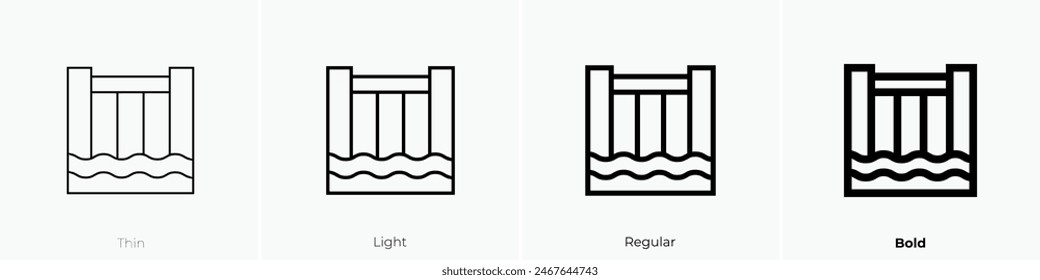 dam icon. Thin, Light Regular And Bold style design isolated on white background