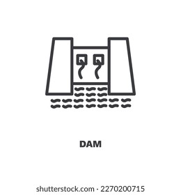 dam icon. Thin line dam, power icon from ecology collection. Outline vector isolated on white background. Editable dam symbol can be used web and mobile