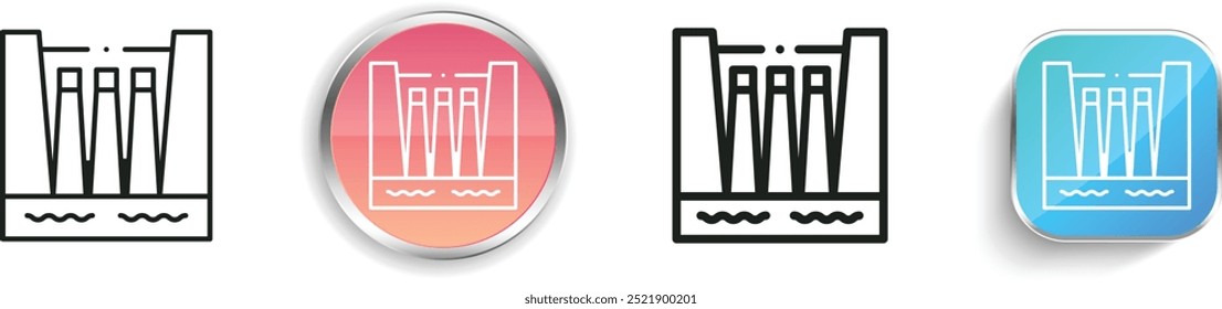 dam icon. Thin Linear, Regular and Button Style Design Isolated On White Background