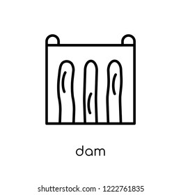 dam icon. Trendy modern flat linear vector dam icon on white background from thin line Ecology collection, outline vector illustration