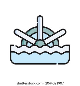 Dam Icon Vector Illustration. Flat Outline Cartoon. Sustainable Energy Icon Concept Isolated Premium Vector