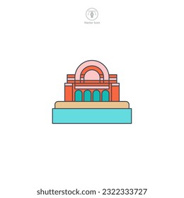 Dam icon vector shows a stylized water barrier, signifying hydroelectric power, water management, engineering, environment, and infrastructure