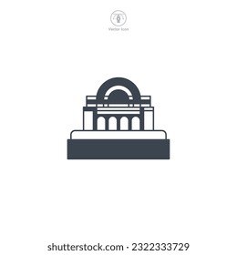 Dam icon vector shows a stylized water barrier, signifying hydroelectric power, water management, engineering, environment, and infrastructure