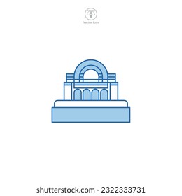 Dam icon vector shows a stylized water barrier, signifying hydroelectric power, water management, engineering, environment, and infrastructure