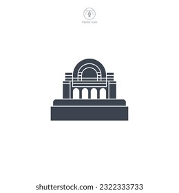 Dam icon vector shows a stylized water barrier, signifying hydroelectric power, water management, engineering, environment, and infrastructure