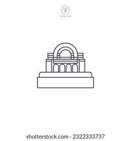 Dam icon vector shows a stylized water barrier, signifying hydroelectric power, water management, engineering, environment, and infrastructure